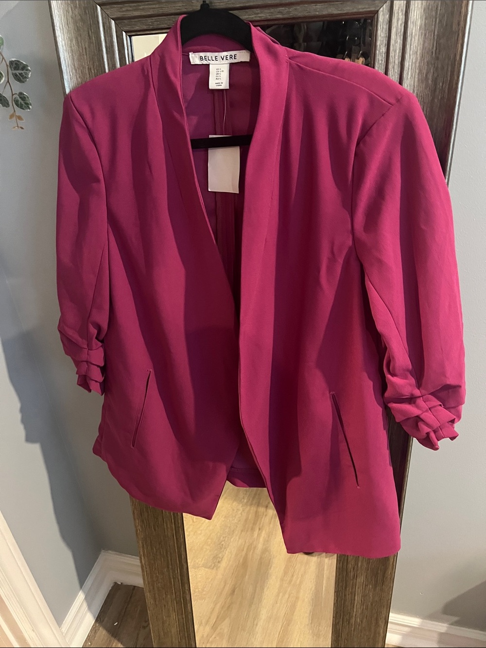 Fuchsia Open-Front Blazer Jacket